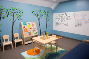 The children's waiting area inside the DC area Cohen Clinic